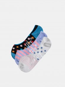 Sada tří párů dámských nízkých ponožek v šedé, modré a černé barvě Meatfly
