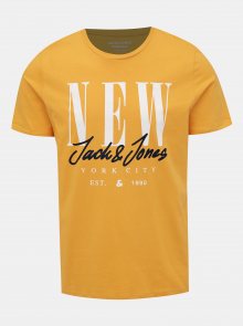Žluté tričko s potiskem Jack & Jones City Sign 