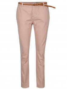 Růžové chino kalhoty s páskem VERO MODA Flame
