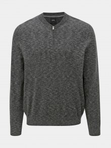 Tmavě šedý žíhaný svetr se zipem Burton Menswear London
