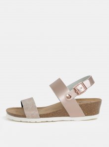 Růžové metalické sandály na klínku OJJU