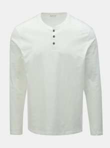 Bílé basic tričko s knoflíky Burton Menswear London