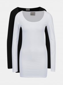 Sada dvou dlouhých basic triček v černé a bílé barvě VERO MODA