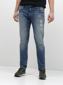Modré slim fit džíny s potrhaným efektem Shine Original