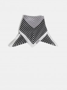 Bílo-černý dámský pruhovaný hedvábný šátek Fraas