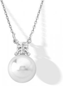 Majorica Stříbrný náhrdelník s perlou a kamínkem 15308.01.2.000.010.1
