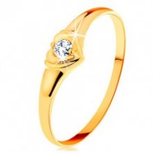 Diamantový zlatý prsten 585 - blýskavé srdíčko se vsazeným kulatým briliantem BT500.67/73