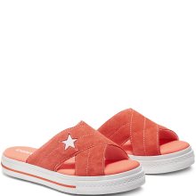 Converse oranžové kožené pantofle na platformě One Star Sandal Slip Turf Orange - 38