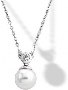 Majorica Stříbrný náhrdelník s perlou a kamínkem 15304.01.2.000.010.1