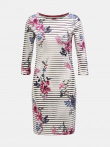 Fialovo-bílé dámské květované pruhované šaty s 3/4 rukávem Tom Joule
