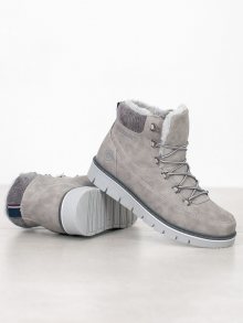 Pohodlné šedo-stříbrné dámské  kotníčkové boty bez podpatku