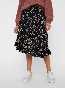 Černá květovaná sukně s volánem VERO MODA Bloom