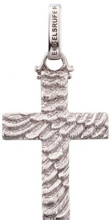 Engelsrufer Stříbrný přívěsek Křížek se strukturou peří ERP-CROSS 3,4 cm ER0226