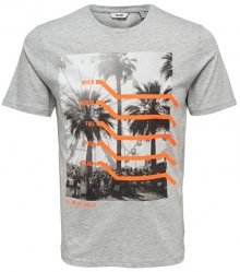 ONLY&SONS Pánské triko Petal Ss Fitted Tee Camp Light Grey Melange S