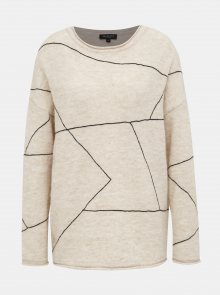 Béžový vzorovaný svetr s příměsí vlny Selected Femme Lin
