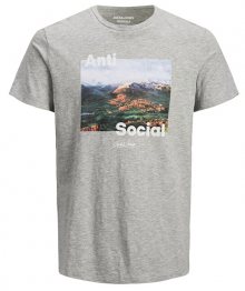 Jack&Jones Pánské triko JOROUTDOORS TEE SS CREW NECK Light Grey Melange S