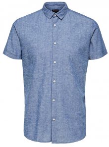 SELECTED HOMME Pánská košile Slimlinen Shirt Ss Classic B Medium blue Tops B 9 M