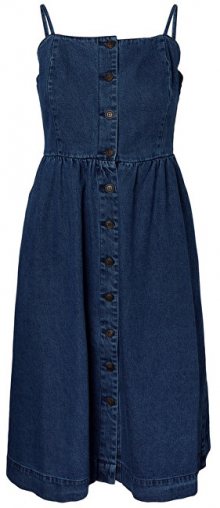 Vero Moda Dámské šaty Flavia Strap Button Midi Dress Medium Blue Denim XS