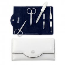 Solingen manikúra Luxurious Manicure Set Bianco 5 Luxusní 5 dílná manikúra v bílém koženkovém pouzdře