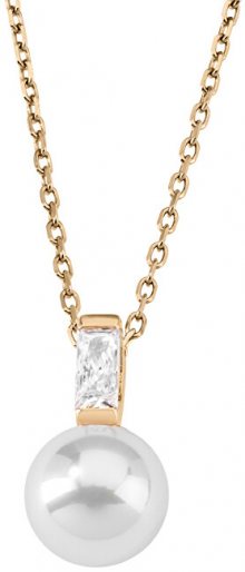 Majorica Stříbrný náhrdelník s perlou a kamínkem 12265.01.1.000.010.1 (řetízek, přívěsek)
