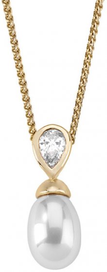 Majorica Stříbrný náhrdelník s perlou a kamínkem 12268.01.1.000.010.1 (řetízek, přívěsek)