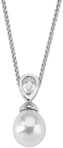 Majorica Stříbrný náhrdelník s perlou a kamínkem 12268.01.2.000.010.1 (řetízek, přívěsek)