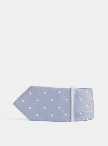 Modrá vzorovaná slim kravata se sponou Burton Menswear London Clip