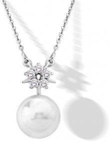 Majorica Stříbrný náhrdelník s perlou a kamínky 15314.01.2.000.010.1