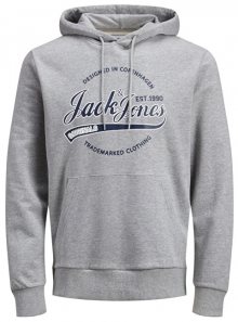 Jack&Jones Pánská mikina JORRAFAEL SWEAT HOOD Light Grey Melange XL
