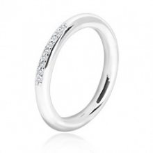 Stříbrný prsten 925 - lesklý zaoblený povrch, linie drobných čirých zirkonků BB02.03