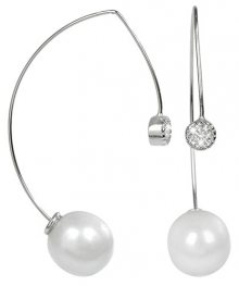 JwL Luxury Pearls Stříbrné dvojité náušnice s pravými bílými perlami a zirkonem Dual JL0259
