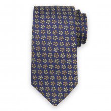 Pánská hedvábná kravata se žlutým květinovým potiskem 11113