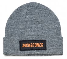 Jack&Jones Pánská čepice Jacbadge Knit Beanie Grey Melange