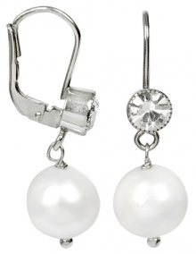 JwL Luxury Pearls Stříbrné náušnice s bílou perlou a krystalem JL0209