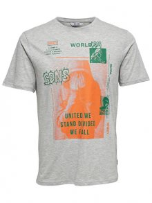 ONLY&SONS Pánské triko Fabio SS Tee Light Grey Melange S
