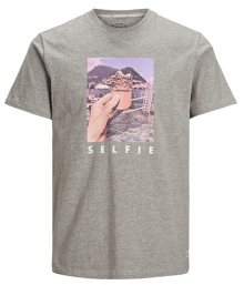 Jack&Jones Pánské triko Messenger Tee Ss Crew Neck Light Grey Melange Slim S