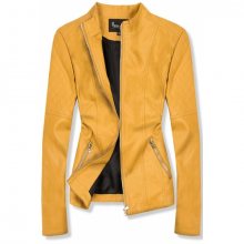 Žlutá koženková bunda Plus Size