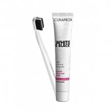 Curaprox White is black bělící zubní pasta + zubní kartáček 90 ml