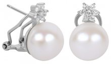 JwL Luxury Pearls Nádherné náušnice s pravou perlou a krystaly JL0429