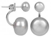 JwL Luxury Pearls Originální dvojnáušnice s pravými šedými perlami JL0060