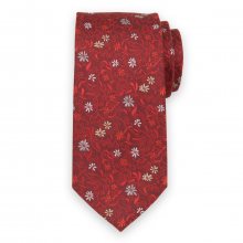 Pánská hedvábná kravata s červeným květinovým vzorem 11116