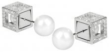 JwL Luxury Pearls Stříbrné dvojnáušnice Cube s pravými perlami JL0323