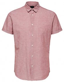 SELECTED HOMME Pánská košile Slimlinen Shirt Ss Classic B Brick red Tops B 9 S