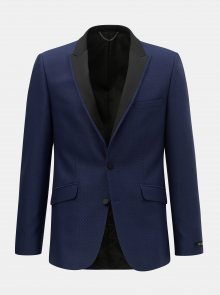 Tmavě modré vzorované oblekové slim fit sako Burton Menswear London