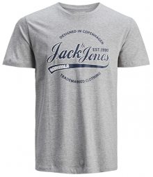 Jack&Jones Pánské triko JORRAFAEL TEE SS CREW NECK Light Grey Melange S