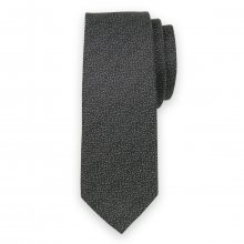 Úzká kravata černé barvy se šedým vzorem 11132