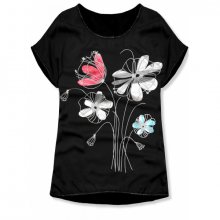 Černé tričko s potiskem květů
