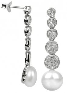 JwL Luxury Pearls Stříbrné náušnice s pravou perlou a zirkony JL0337