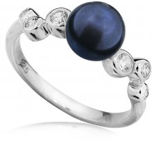 JVD Stříbrný prsten s pravou tmavou perlou SVLR0151SH8P3 52 mm