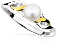 JVD Stříbrný bicolor prsten s pravou perlou SVLR0005SH8P1 59 mm
